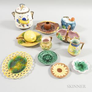Eleven Majolica Ceramic Tableware Items