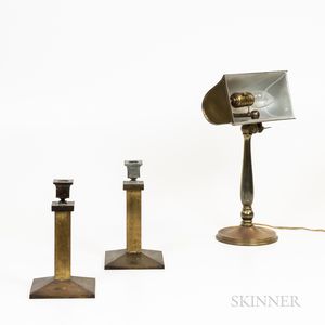 Bradley and Hubbard Desk Lamp and Candlesticks