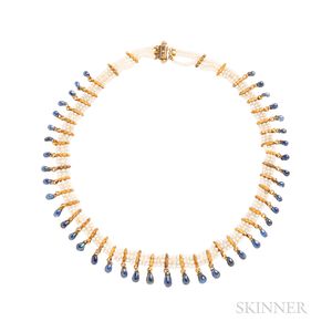 Jaques & Marcus Antique Pearl and Sapphire Fringe Necklace