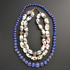 Two Necklaces of Venetian Millefiore Beads