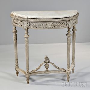 Louis XVI-style Painted Marble-top Console