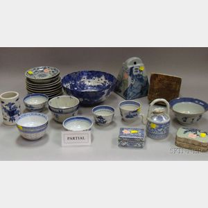 Large Group of Asian Blue and White Porcelain