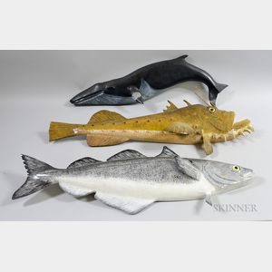 Three Carved and Painted Luthouse Marine Animal Plaques