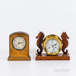 Bronze Chelsea Table Clock and a Schatz Ship's Bell Clock