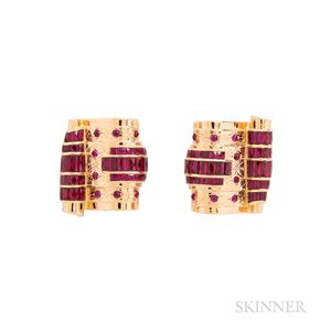 Boucheron 18kt Gold and Ruby Dress Clips