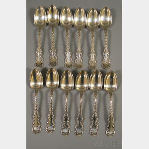 Set of Twelve Whiting "Louis XV" Sterling Silver Tablespoons