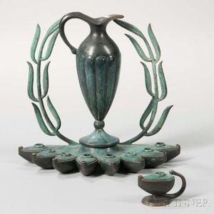 Pal-Bell Patinated Bronze Hanukkah Lamp
