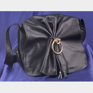 Vintage Navy Blue Leather Handbag, Gucci