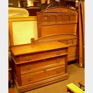 Eastlake-type Carved Walnut Dresser and Bed Set