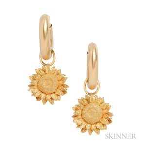 18kt Gold Sunflower Pendant Drops, Asprey