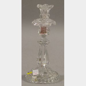 Baccarat-style Colorless Pressed Glass Candlestick