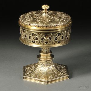 Gorham Gold-washed and Diamond-mounted Sterling Silver Ciborium