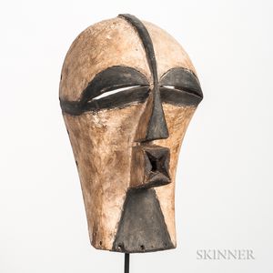 Songye-style Carved and Painted Wood Kifwebe Mask