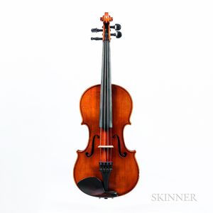 Nine Fractional Size Student Violins. 