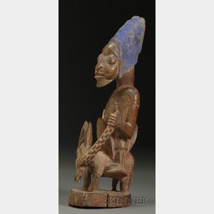 African Carved Wood Equestrian Figure