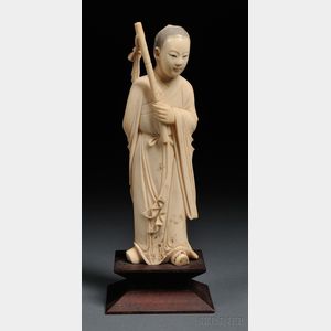 Ivory Figure with Wood Stand