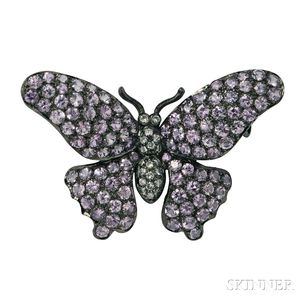 18kt Gold and Pink Sapphire Butterfly Brooch