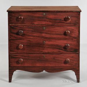 Grain-painted Pine Chest of Four Drawers