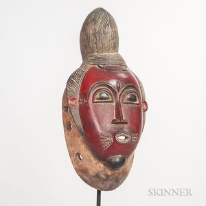 Baule-style Carved and Painted Wood Mask