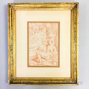 Early Framed Red Chalk Drawing of St. Peter