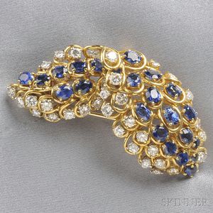 18kt Gold, Sapphire, and Diamond Pendant/Brooch