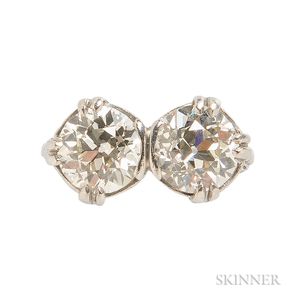 Art Deco Platinum and Diamond Twin-stone Ring