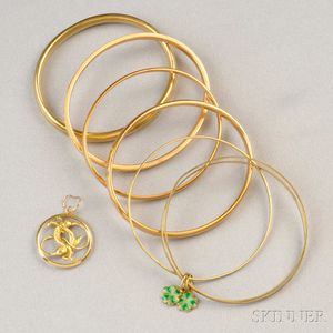 Seven 14kt Gold Bangle Bracelets