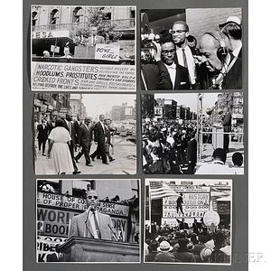 Malcolm X (1925-1965) Thirteen Photographs Taken Speaking at Rallies by Robert Haggins (1922-2006)