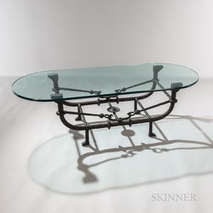 Christopher Chodoff Wrought Iron and Glass-top Coffee Table
