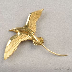 18kt Gold Tropic Bird Brooch