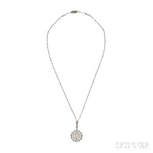 Edwardian Cultured Pearl and Diamond Pendant