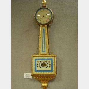 Waltham Federal-style Parcel Gilt Mahogany and Reverse-Painted Banjo Timepiece.