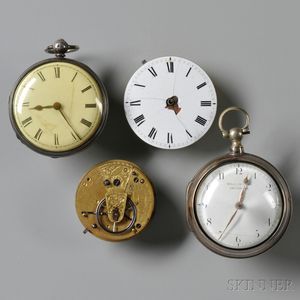 Two Silver Fusee Watches and two Additional Movements