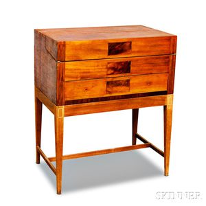 Inlaid Mahogany Captain's Desk on Stand