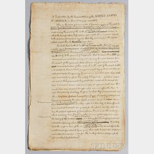 Jefferson, Thomas (1743-1826) Facsimile Steel-engraved Draft of the Declaration of Independence.