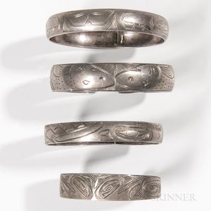 Four Northwest Coast Silver Bracelets