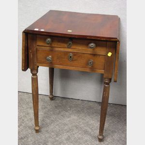 Federal Cherry Drop-leaf Two-Drawer Work Table.