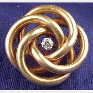 Antique 14kt Gold and Diamond Knot Brooch