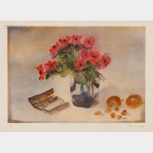 Kaiko Moti (Indian, 1921-1989) Lot of Two Still Lifes: Les Belles Roses