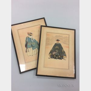 Two Color Woodblock Prints