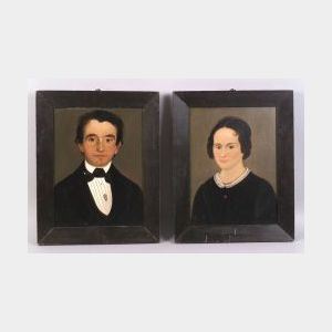 Attributed to William Matthew Prior (Maine, Baltimore, and Boston, 1806-1873) Pair of Portraits of a Young Man and Woman.