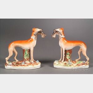 Pair of Staffordshire Standing Whippets