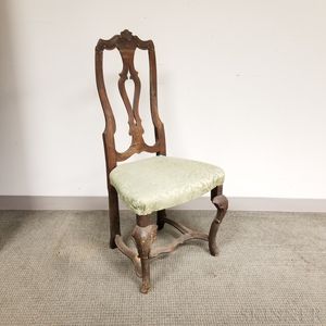 Continental Rococo Upholstered and Carved Walnut Side Chair