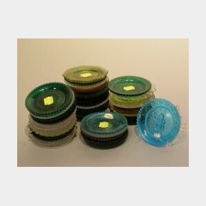 Thirty-eight Pairpoint Colored and Colorless Pressed Glass Cup Plates.