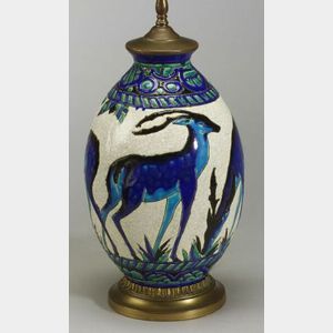 Boch Freres Ceramic Antelope Vase/Lamp
