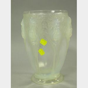 Verlys Molded Opalescent Thistle Glass Vase.