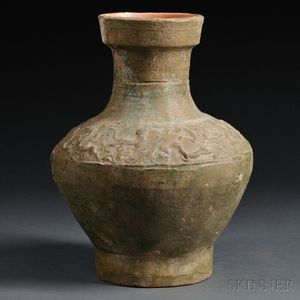 Green-glazed Funerary Pottery Vessel