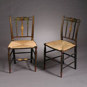 Pair of Paint-decorated and Gilded Fancy Chairs
