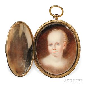 Attributed to Moses B. Russell (act. Massachusetts/New Hampshire, 1809-1884) Portrait Miniature of "Garrie."