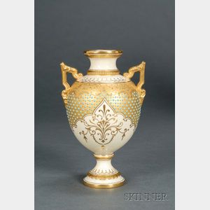 Jeweled Coalport Porcelain Two-handled Vase
